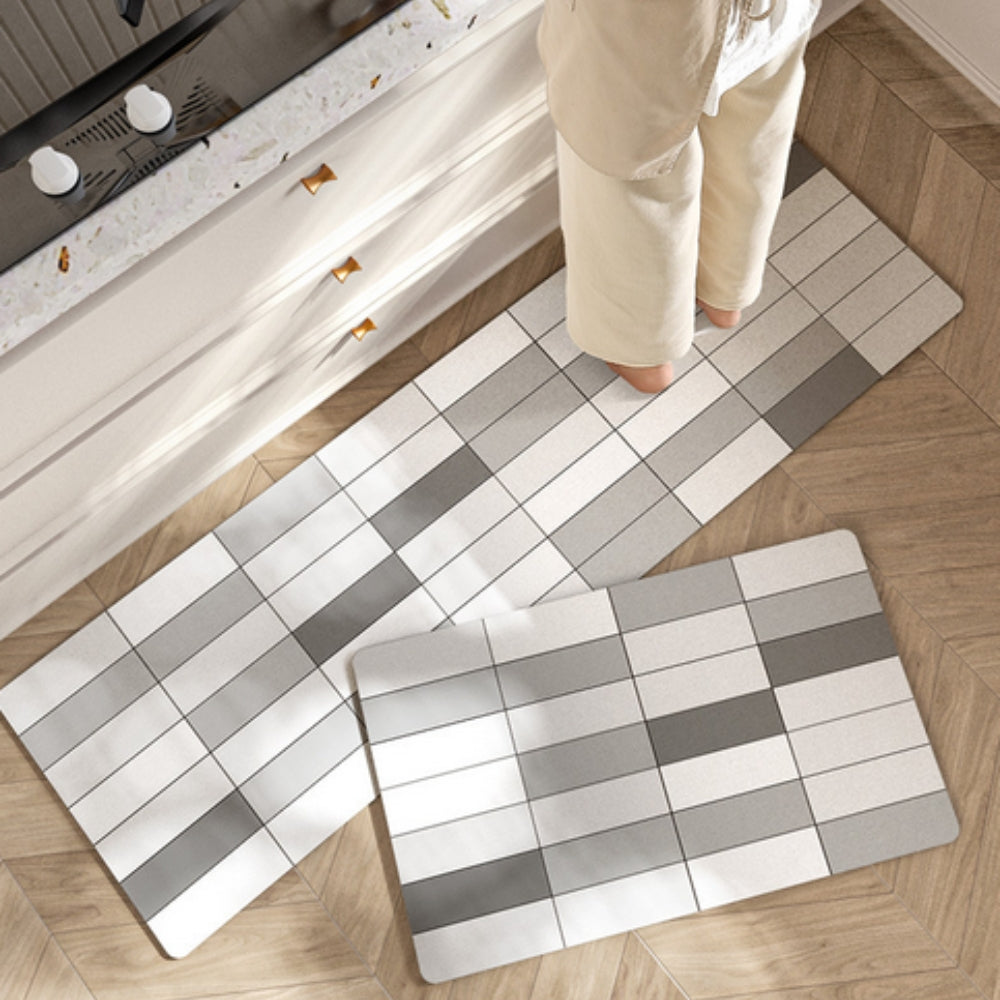 Lush Floral Striped Kitchen Mat