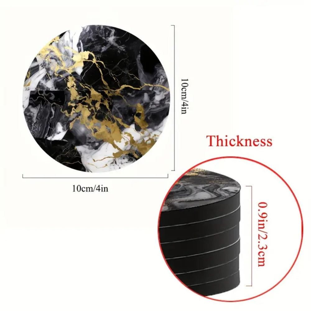 Luxury Marble Effect Drink Coasters | 5pcs Set