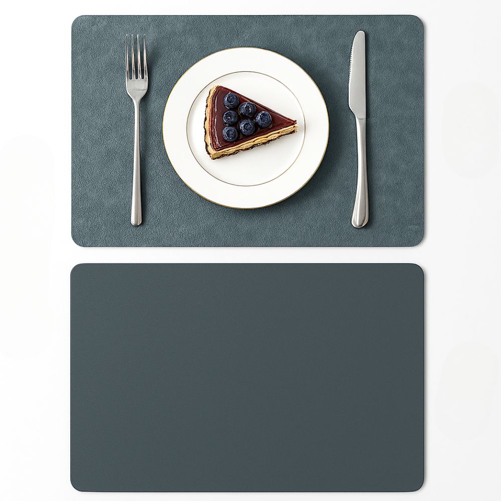 Set of leather dining placemats in brown tones, heat-resistant table mats for kitchen and dining room deco