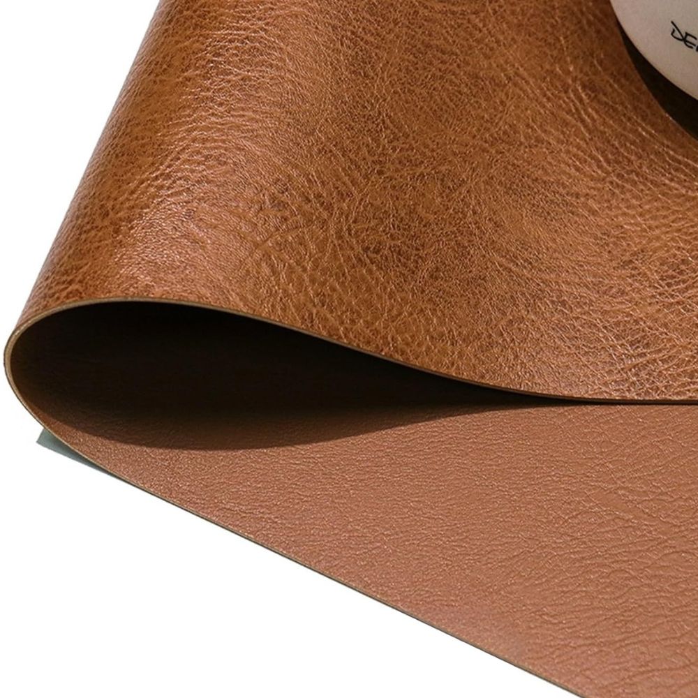 Set of leather dining placemats in brown tones, heat-resistant table mats for kitchen and dining room deco
