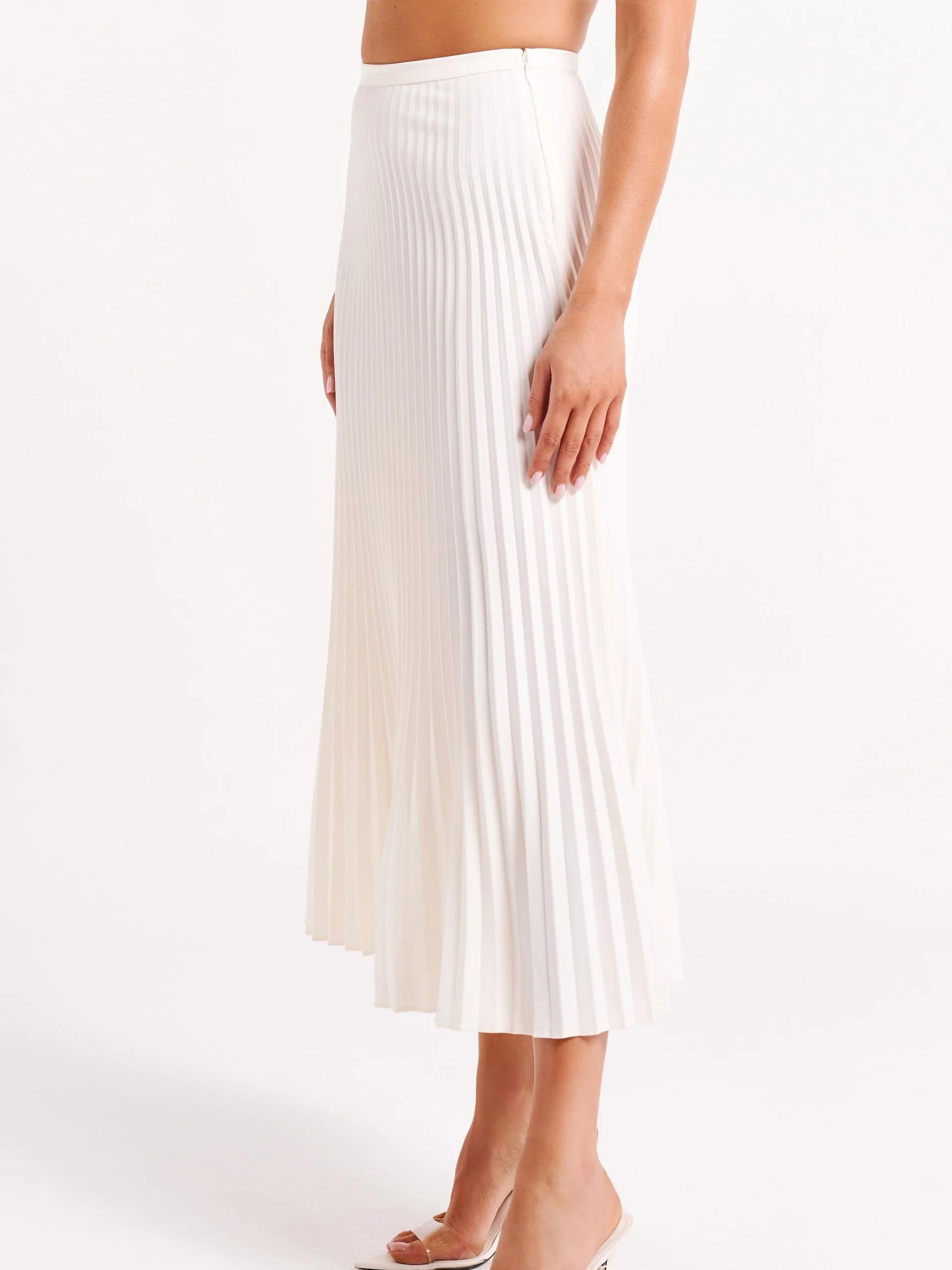 Crepe Knit Cravat Top & Pleated Suiting Maxi Skirt