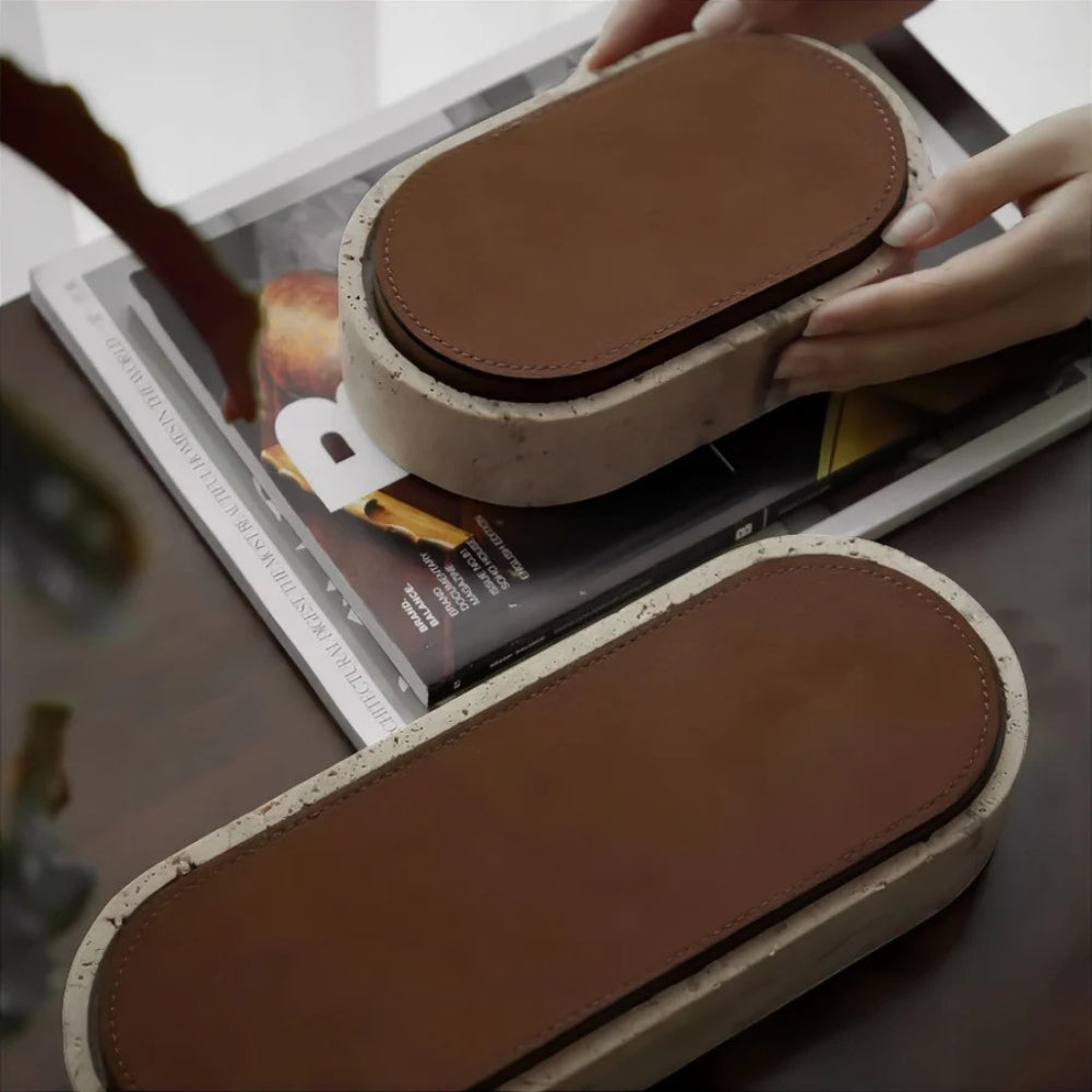 Marble Leather Lid Jewelry Storage Box