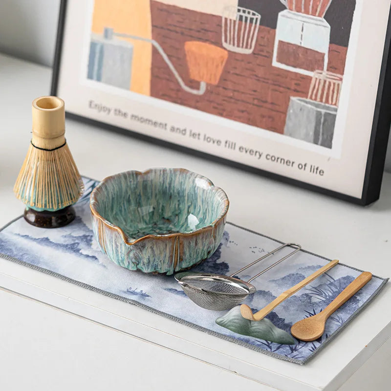 Matcha set – 8-piece glazed ceramic kit – Handcrafted tools – Elegant gift box for tea ceremonies