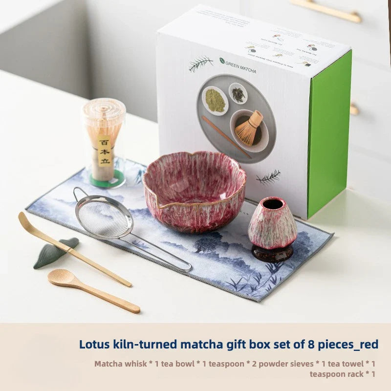 Matcha set – 8-piece glazed ceramic kit – Handcrafted tools – Elegant gift box for tea ceremonies