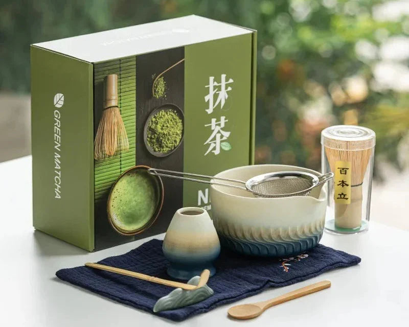 Matcha set – Handcrafted glazed bowl – Bamboo whisk – Japanese tea ceremony starter kit