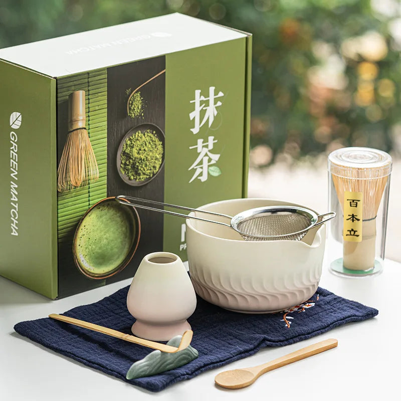 Matcha set – Handcrafted glazed bowl – Bamboo whisk – Japanese tea ceremony starter kit