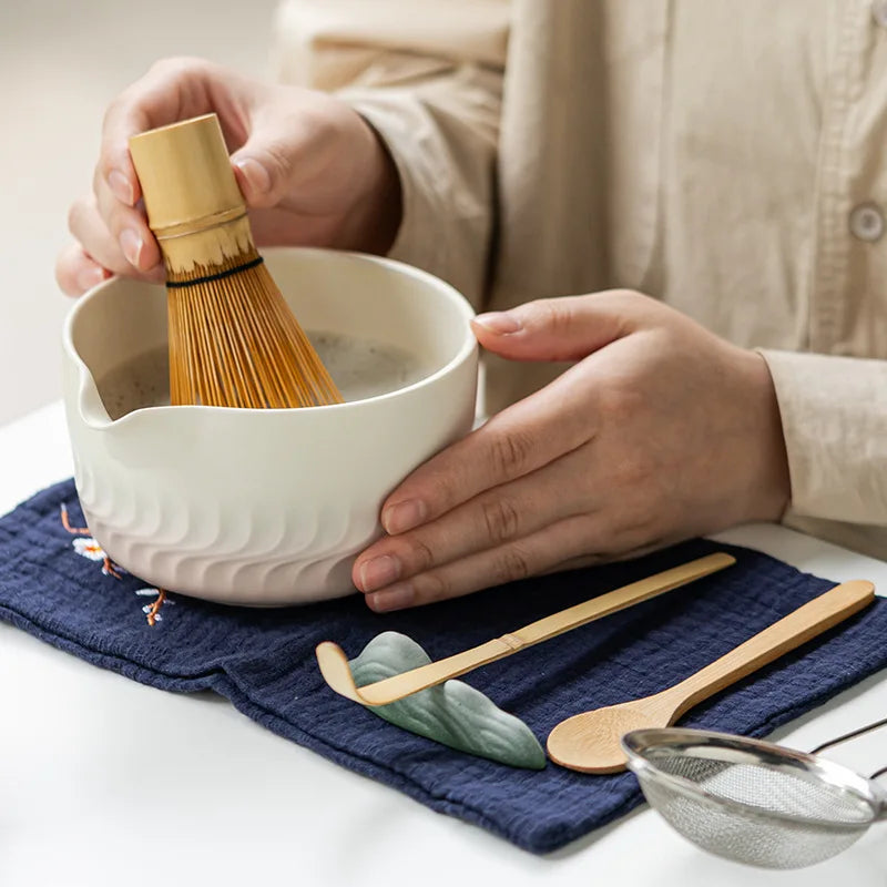 Matcha set – Handcrafted glazed bowl – Bamboo whisk – Japanese tea ceremony starter kit