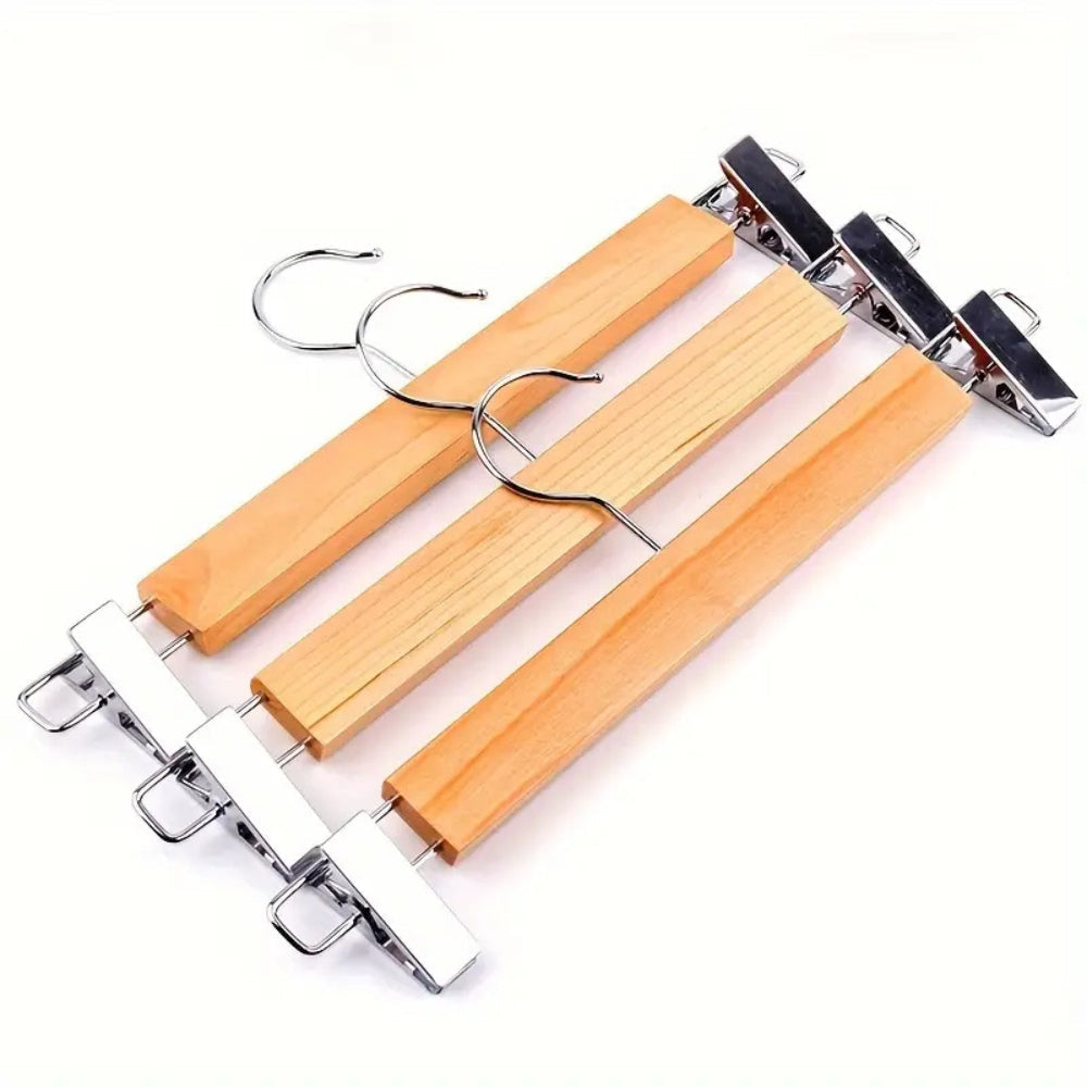 Maxwell Premium Wood Pants Hangers with Clips