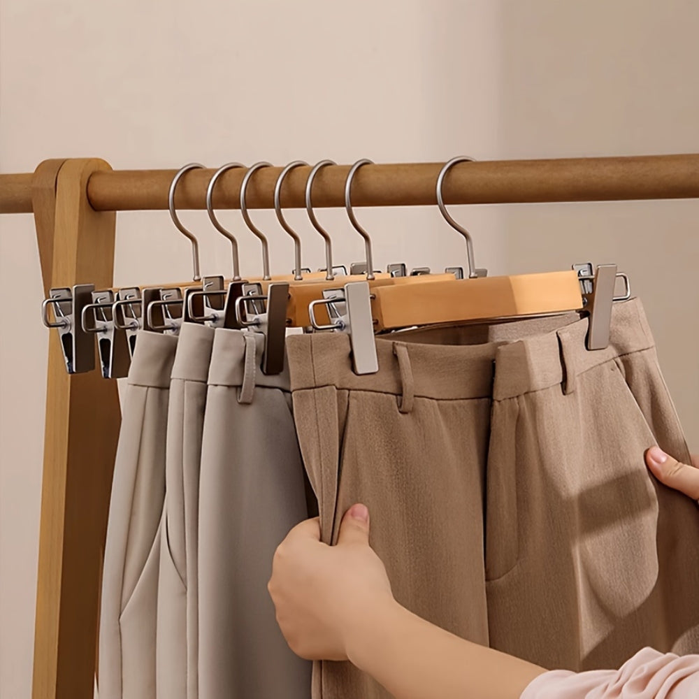 Maxwell Premium Wood Pants Hangers with Clips