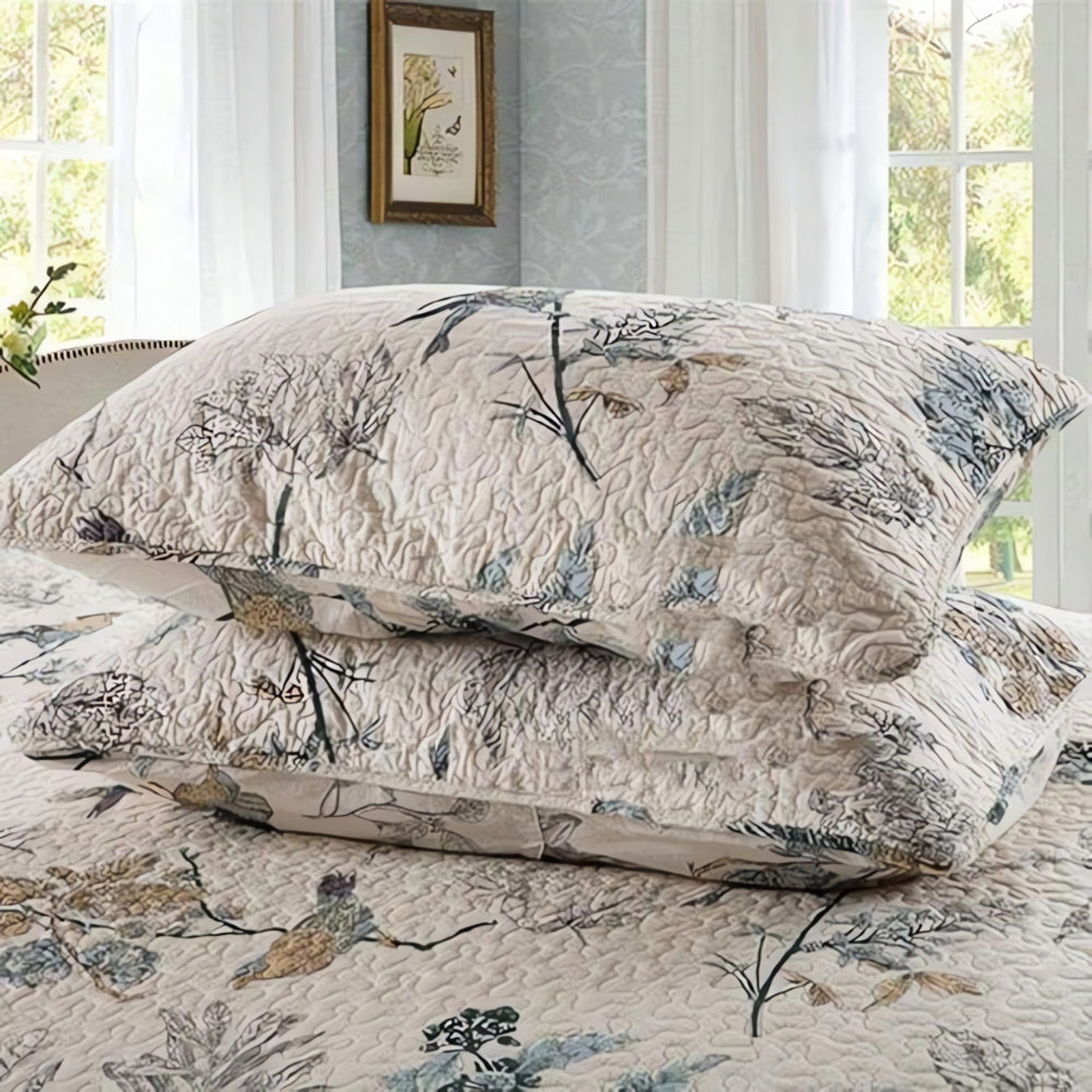 Microfiber coverlet set – Elegant floral design – Breathable – Year-round comfort bedding