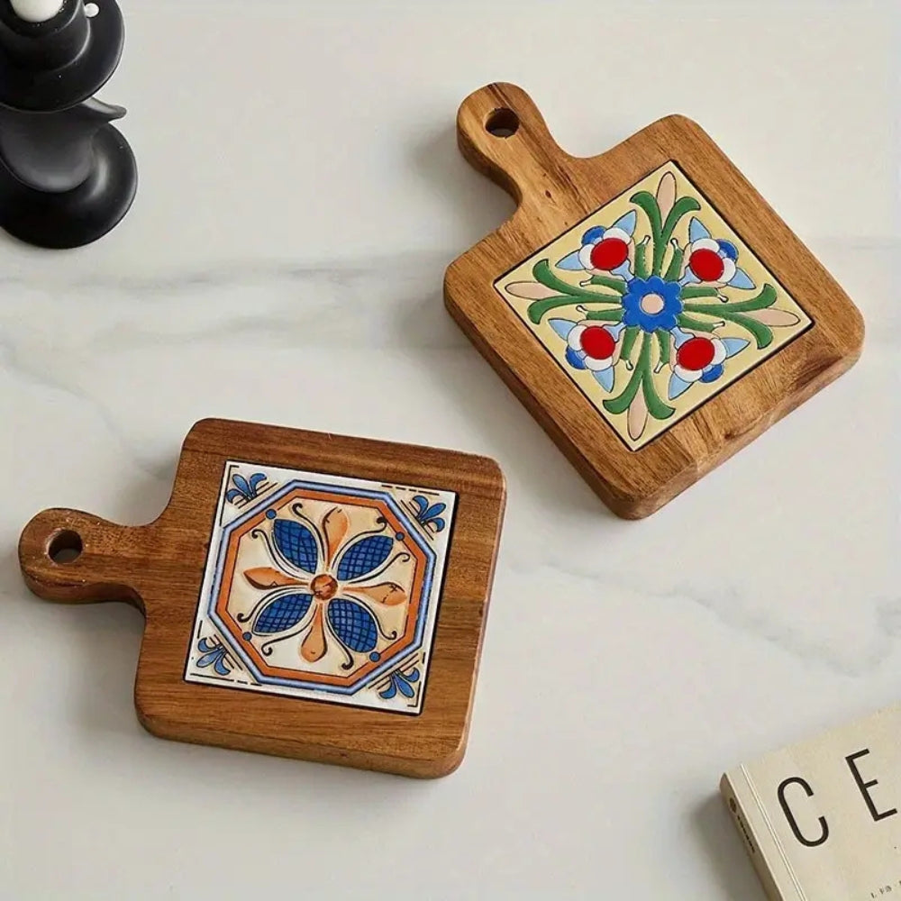 Moroccan Ebony Floral Wooden Trivets