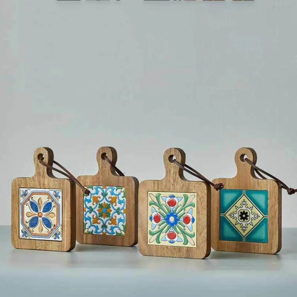 Moroccan Ebony Floral Wooden Trivets