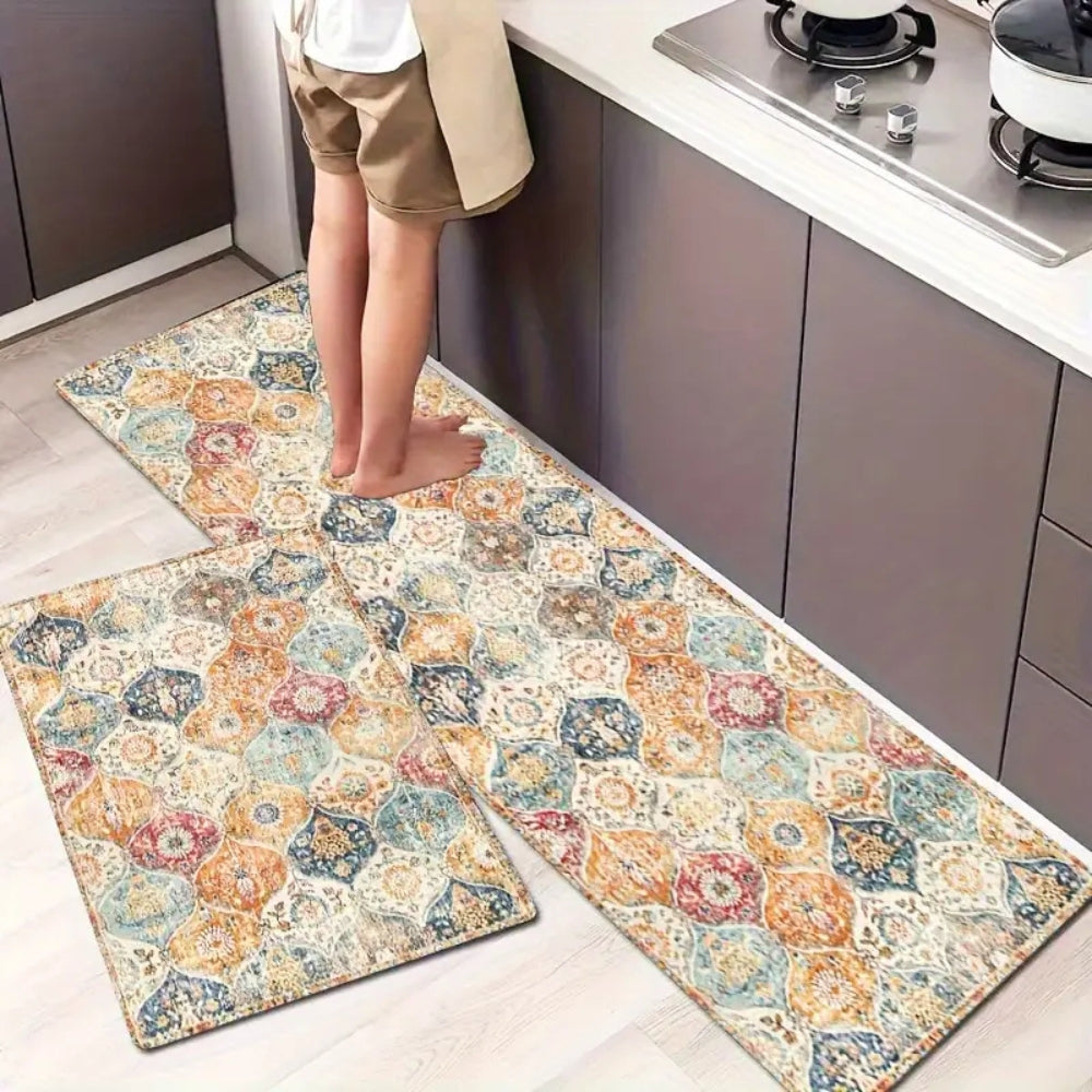 Moroccan Inspired Floral Kitchen Mat
