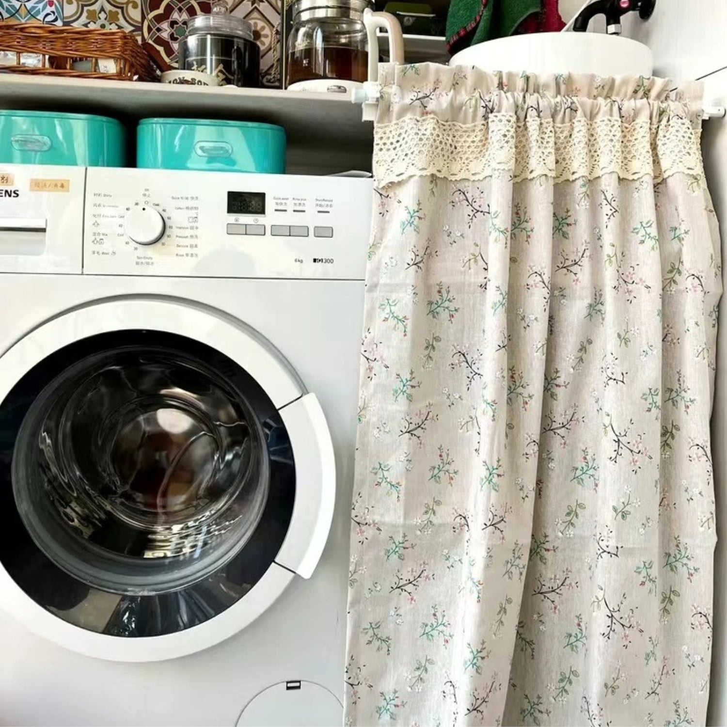 Nordic Bloom Kitchen Cabinet Curtain