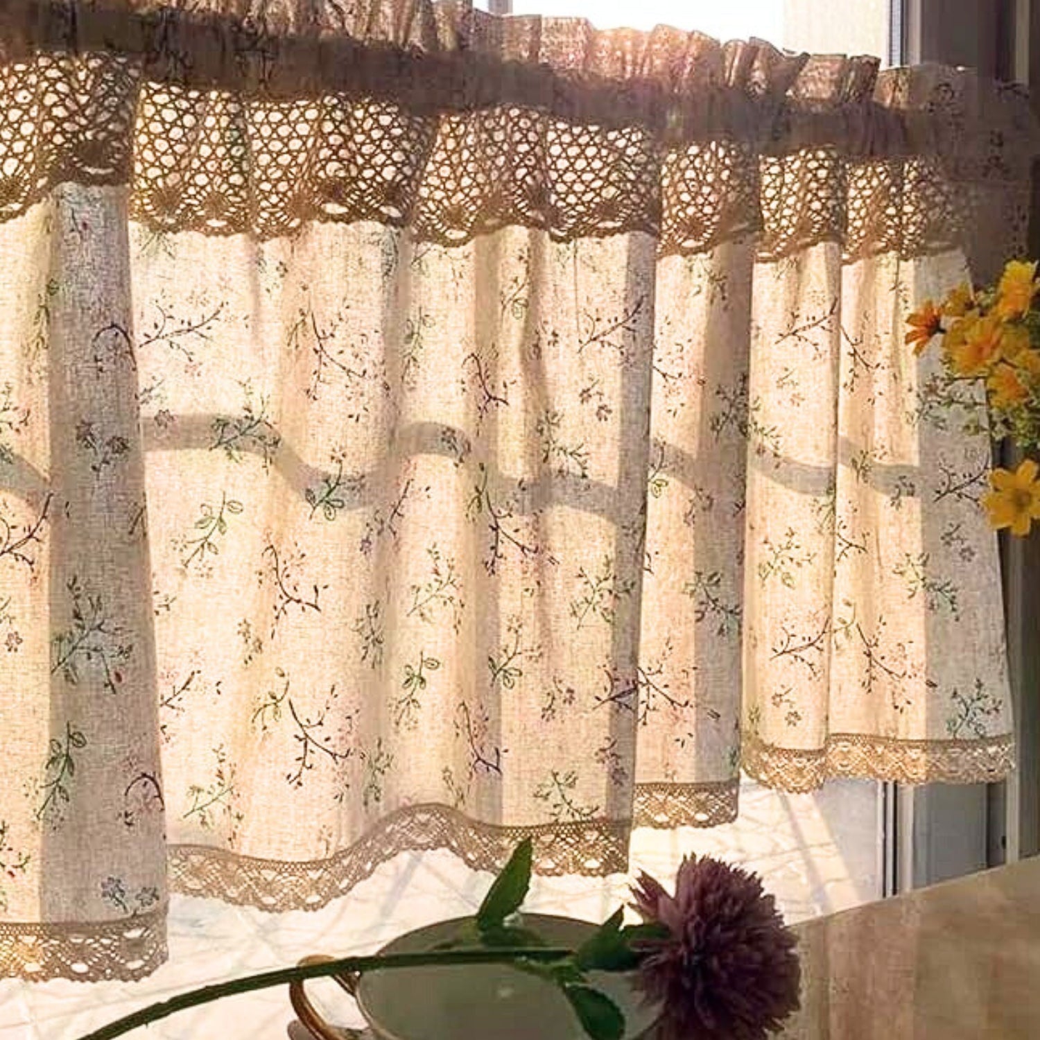 Nordic Bloom Kitchen Cabinet Curtain