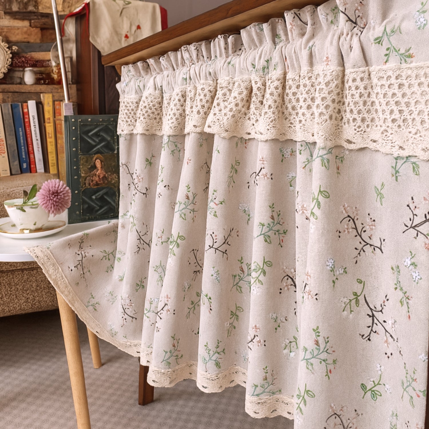 Nordic Bloom Kitchen Cabinet Curtain