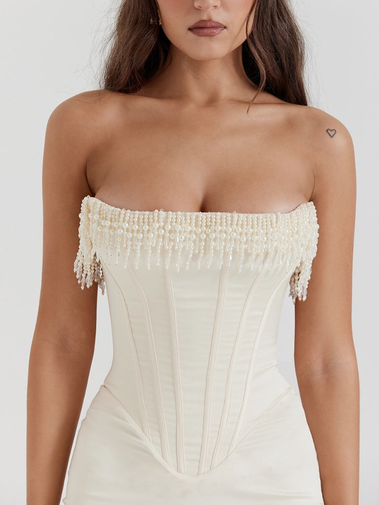 Pearl - Embellished Slit Gown