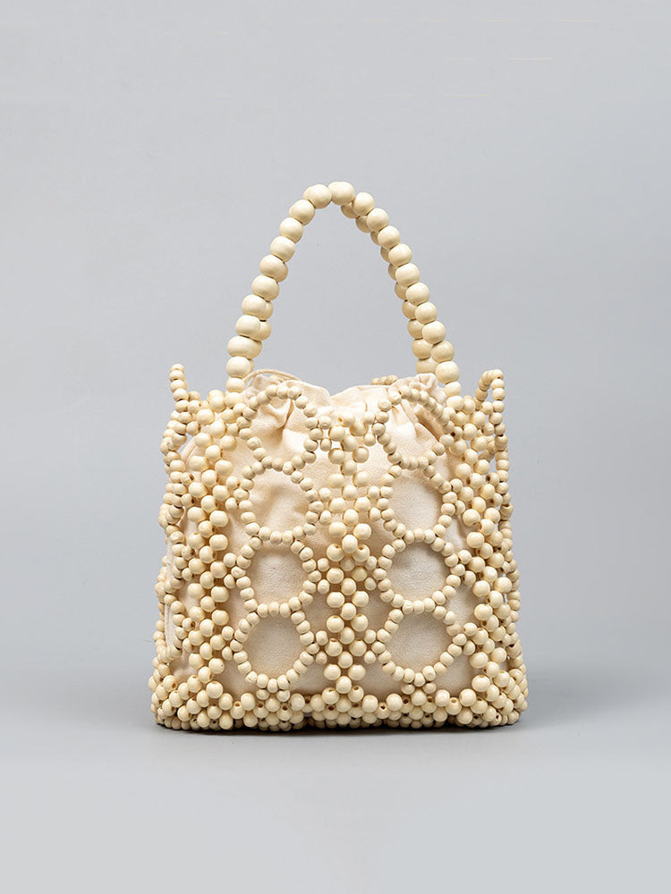 Handwoven Wooden Bead Tote Bag