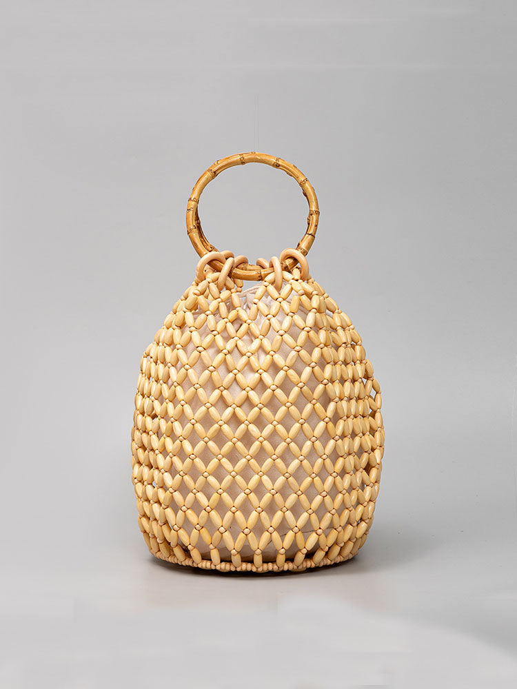 Handcrafted Wooden Bead Barrel Bag