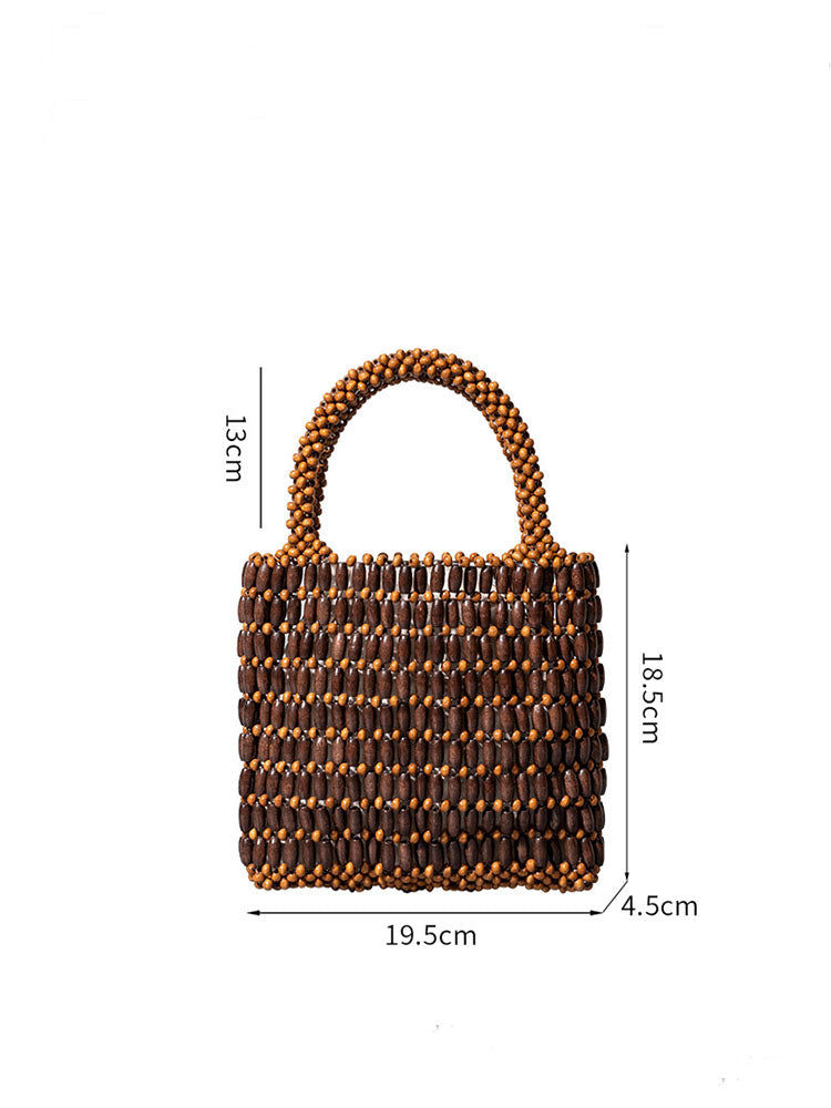 Handwoven Wooden Bead Square Bag
