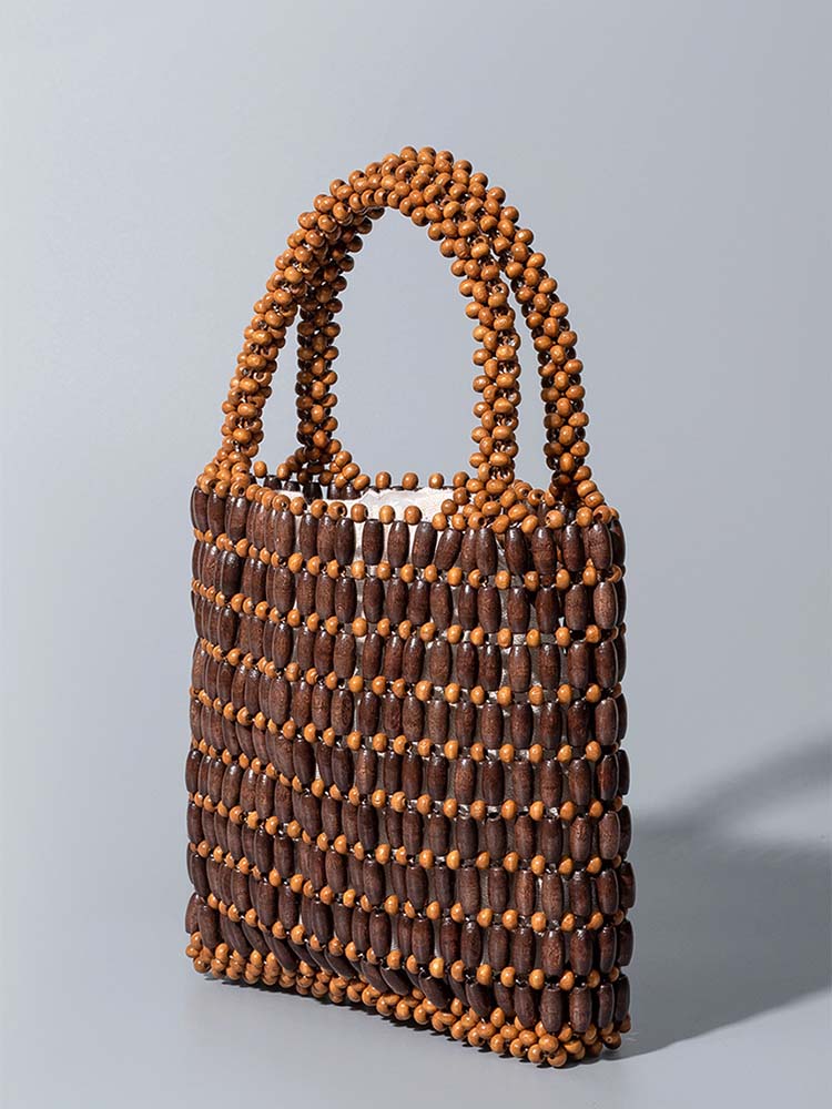 Handwoven Wooden Bead Square Bag