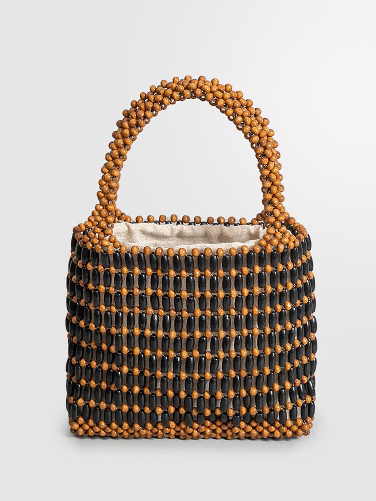 Handwoven Wooden Bead Square Bag