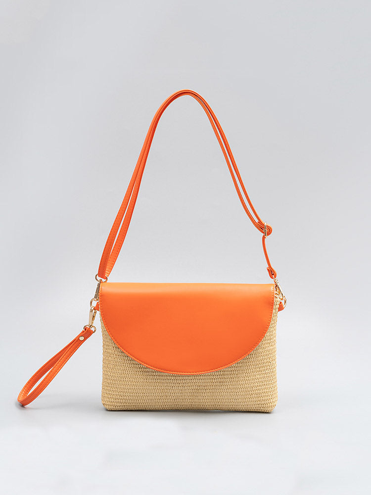 Detachable Shoulder Strap Grass Woven Clutch