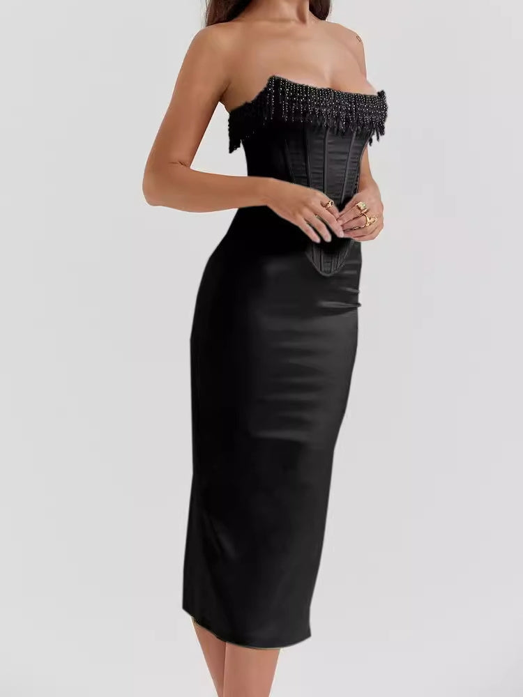 Pearl - Embellished Slit Gown