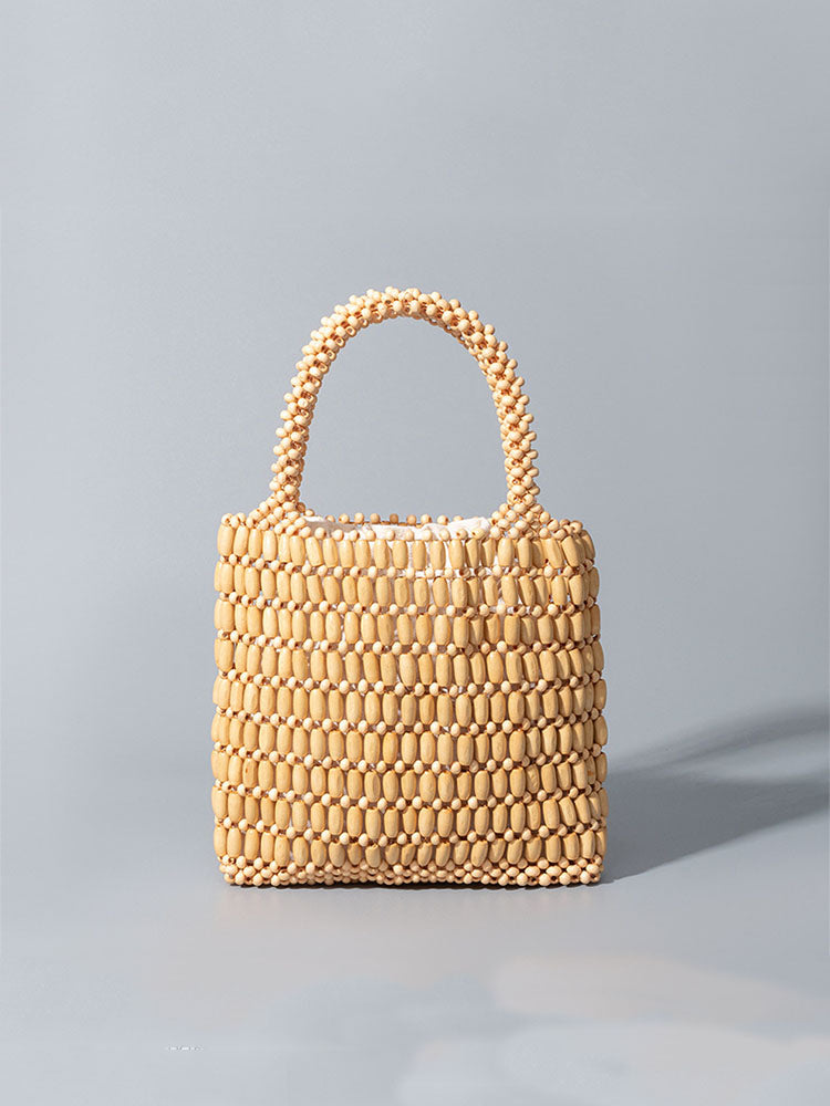 Handwoven Wooden Bead Square Bag