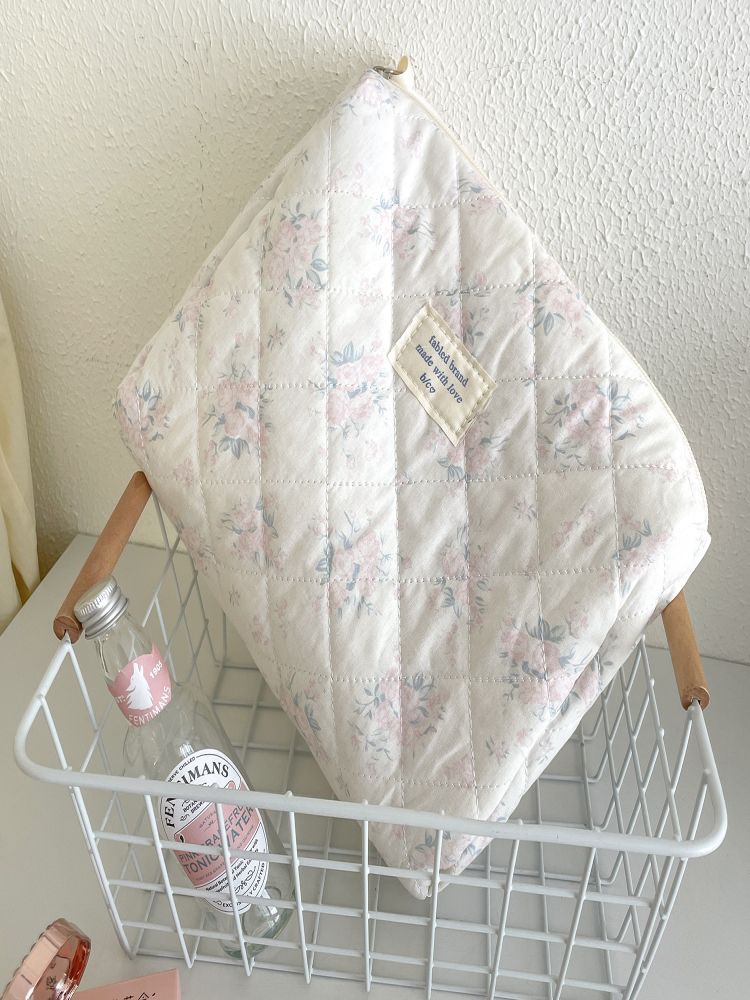 Seaside Blue Floral Makeup Bag