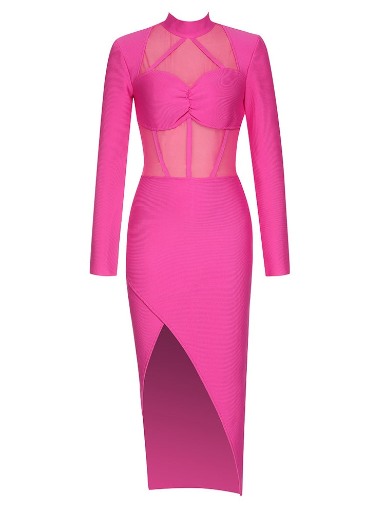 Bandage Mesh Bodycon Dress