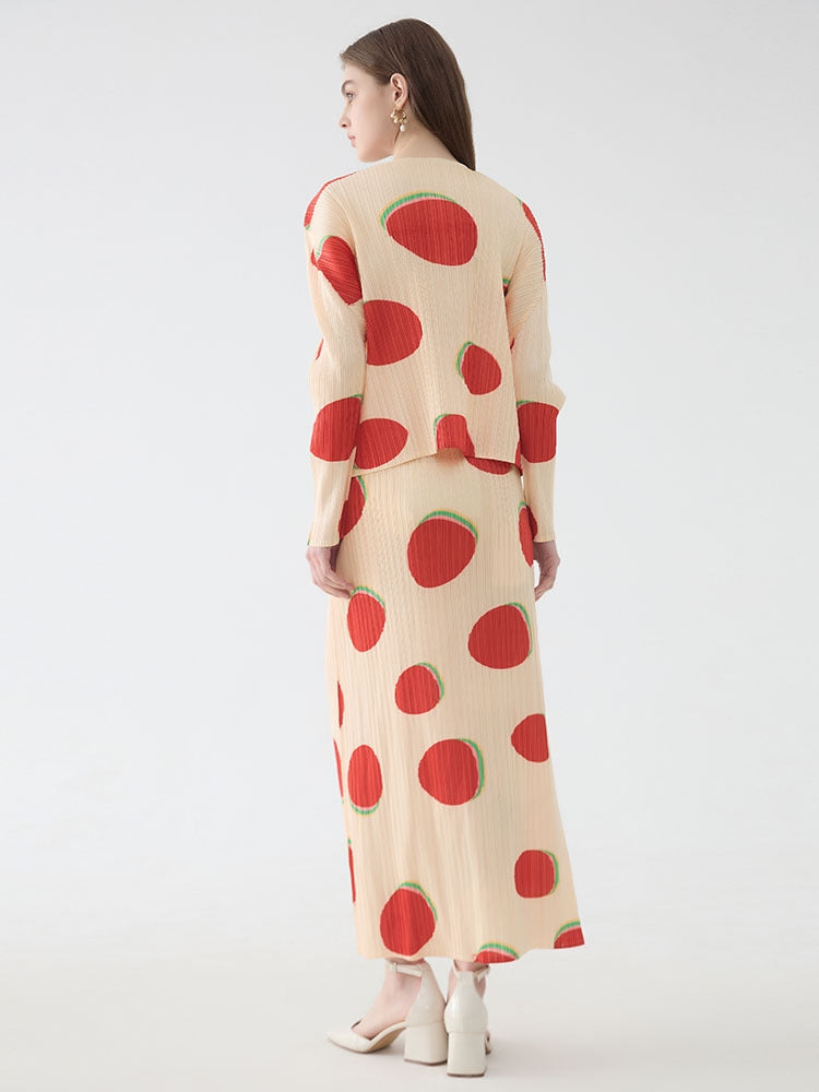 Slim-fitting printed long-sleeved skirt set