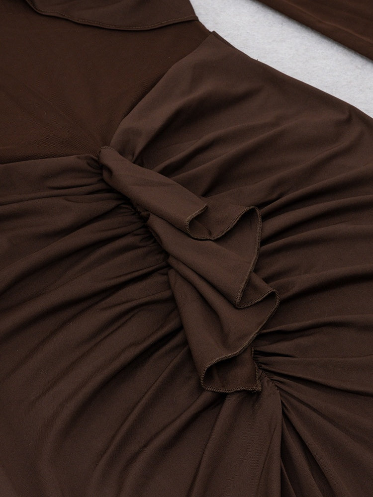 High Collar Sheer Fitted Dress