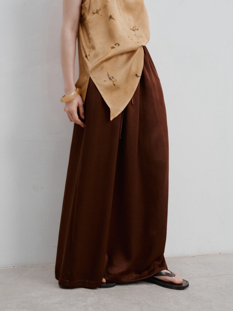 French Satin High-Waist Skirt