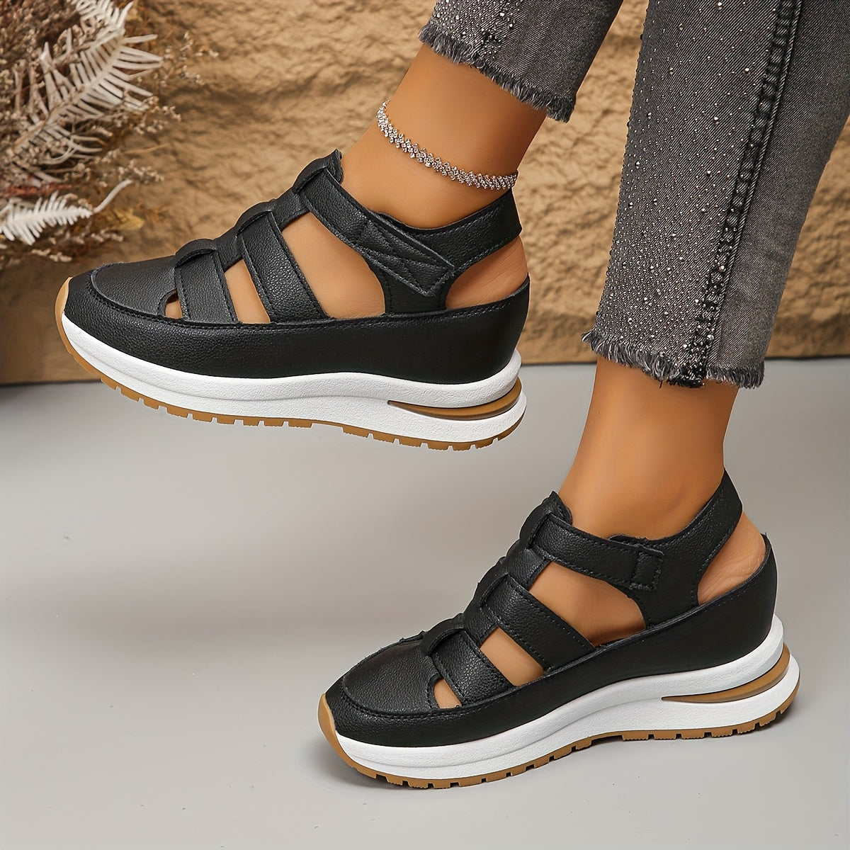 OrthoVita™ | Sporty women's platform sandals with non-slip comfort sole