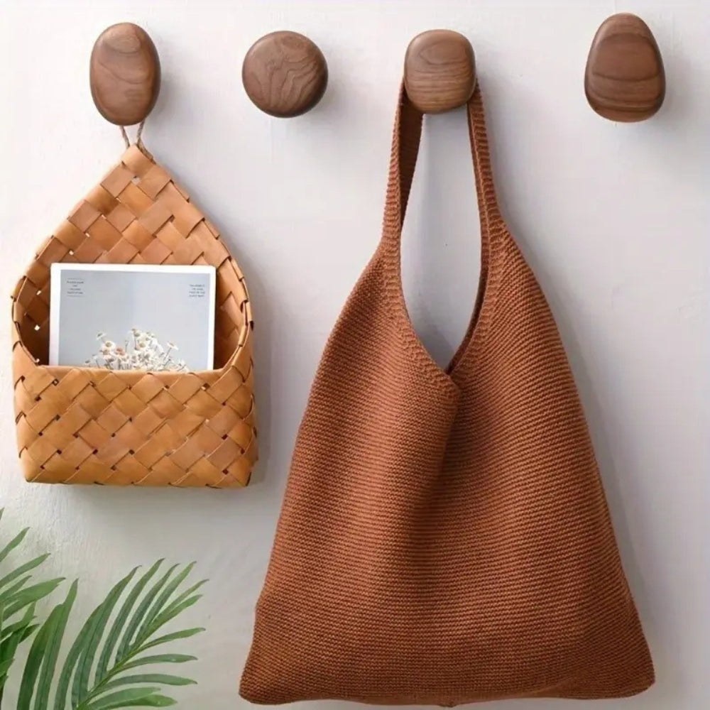 Pebble Shape Wood Clothes Hook