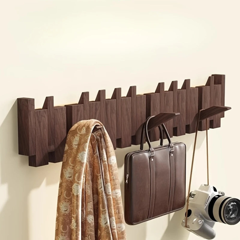 Piano Foldable Wooden Flip Hook Wall Rack