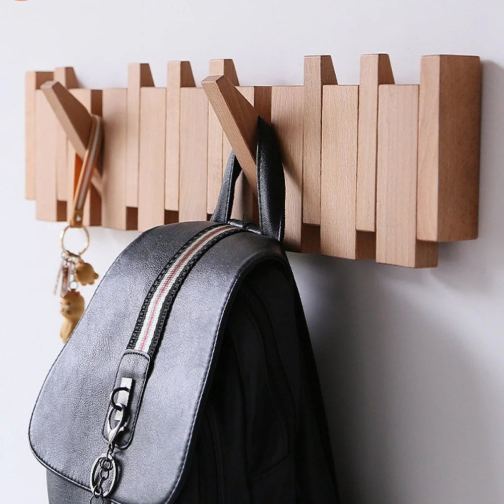 Piano Foldable Wooden Flip Hook Wall Rack