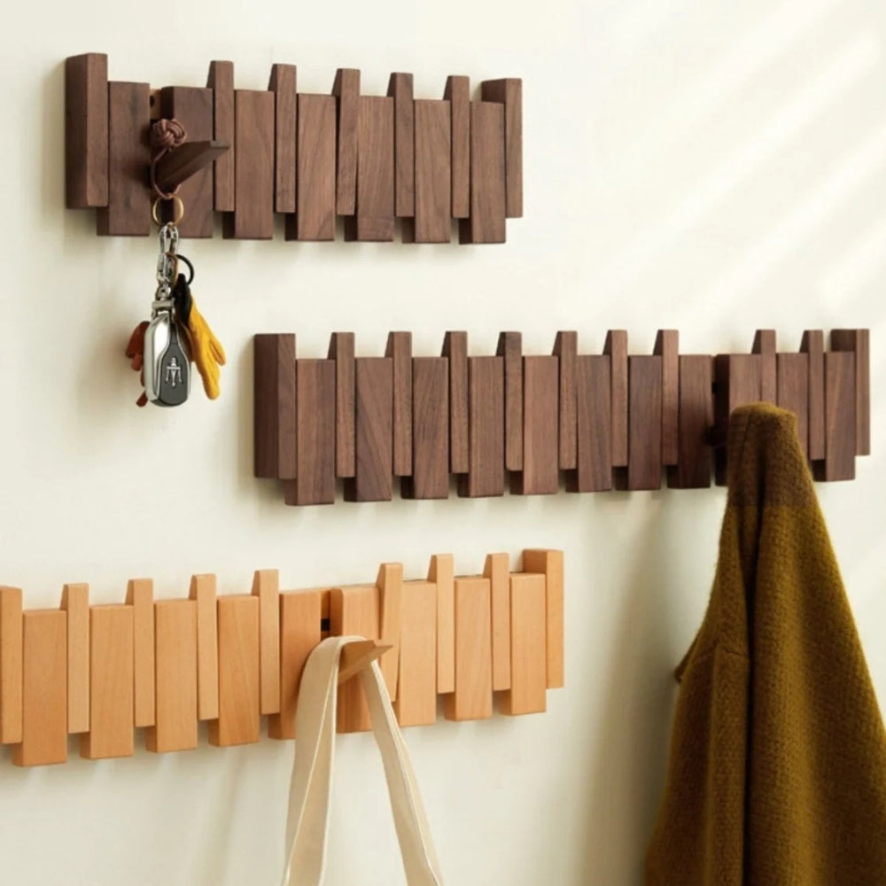 Piano Foldable Wooden Flip Hook Wall Rack