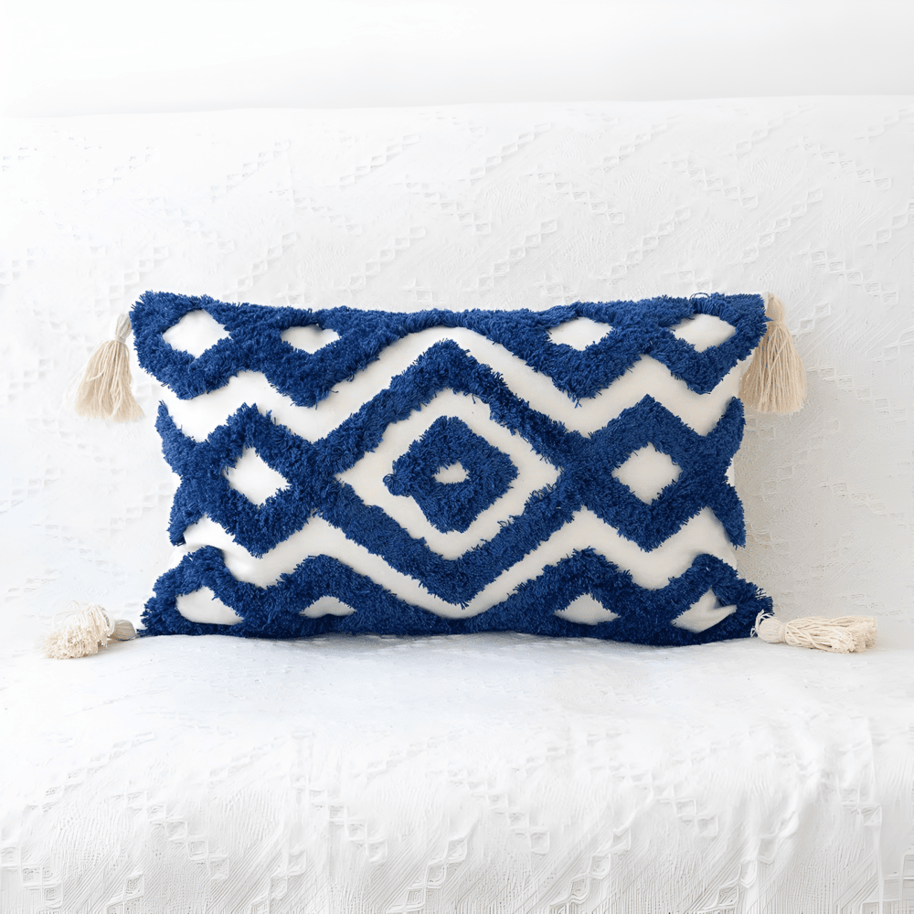 Pillow cover – Cotton blend – Trendy checkered wave design – Bohemian home accessory – 17.7 x 17.7 in