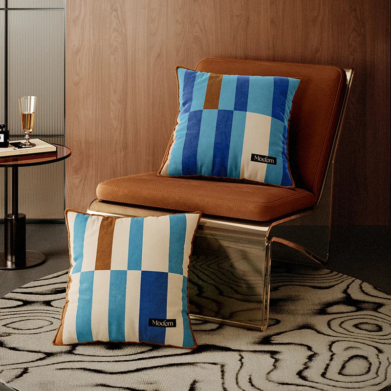 Pillow cover – Luxurious velvet – Multicolor striped design – 18 x 18 inches – Stylish home accent