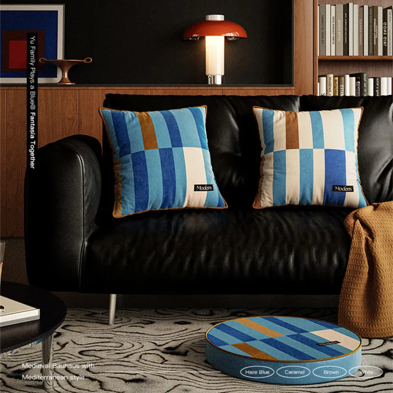 Pillow cover – Luxurious velvet – Multicolor striped design – 18 x 18 inches – Stylish home accent