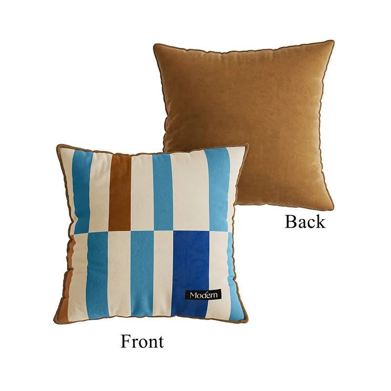 Pillow cover – Luxurious velvet – Multicolor striped design – 18 x 18 inches – Stylish home accent