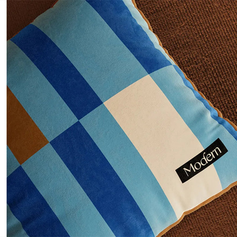 Pillow cover – Luxurious velvet – Multicolor striped design – 18 x 18 inches – Stylish home accent