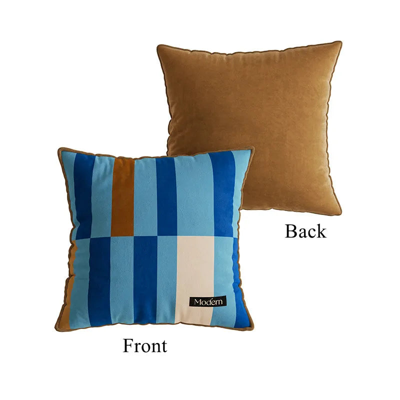 Pillow cover – Luxurious velvet – Multicolor striped design – 18 x 18 inches – Stylish home accent