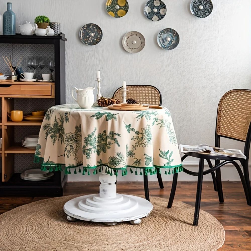 Pine Cone Print Round Tablecloth