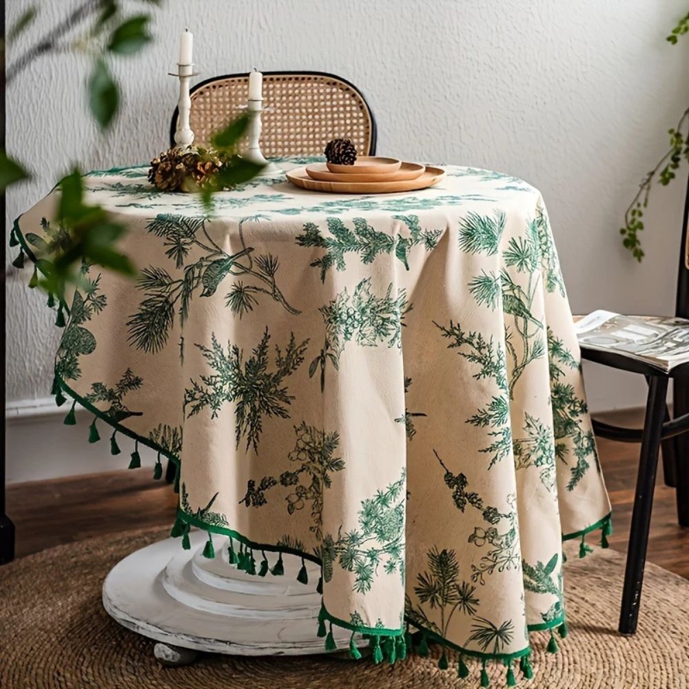 Pine Cone Print Round Tablecloth