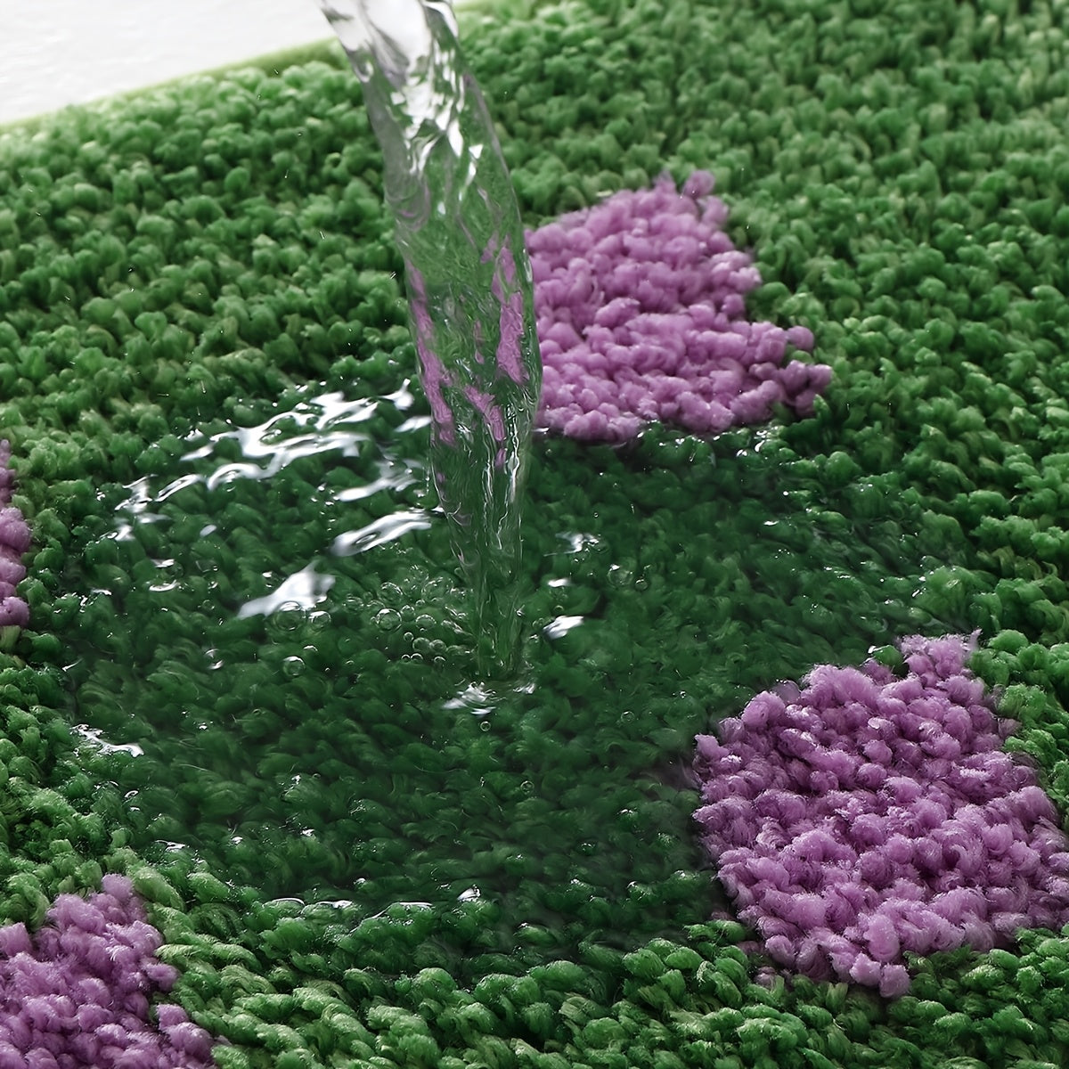 Plaid Non Slip Flocked Bathroom Floor Mat