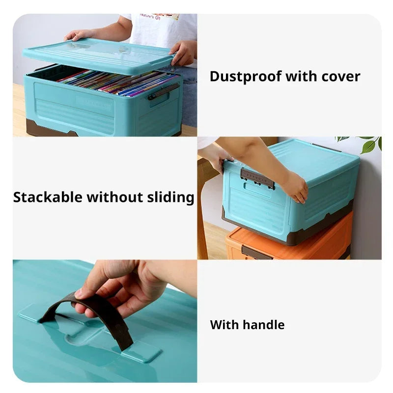 Plastic storage box – Durable PP plastic – Foldable design – Versatile organizer for home and travel – 13.4 x 9.1 x 9.1 in