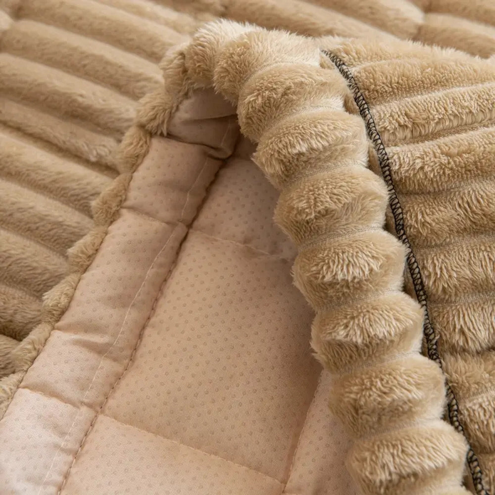 Plush Pleated Edges Sofa Cover
